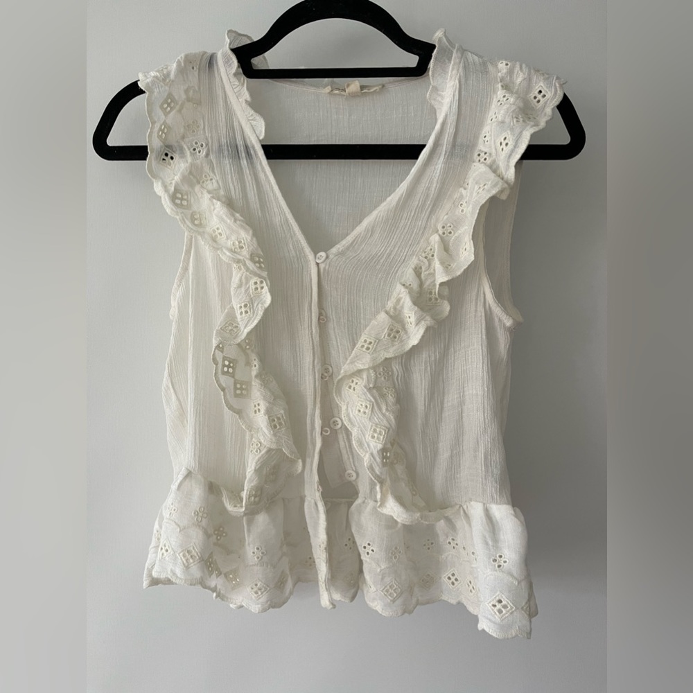 Rebellion white button up with frills sz Large